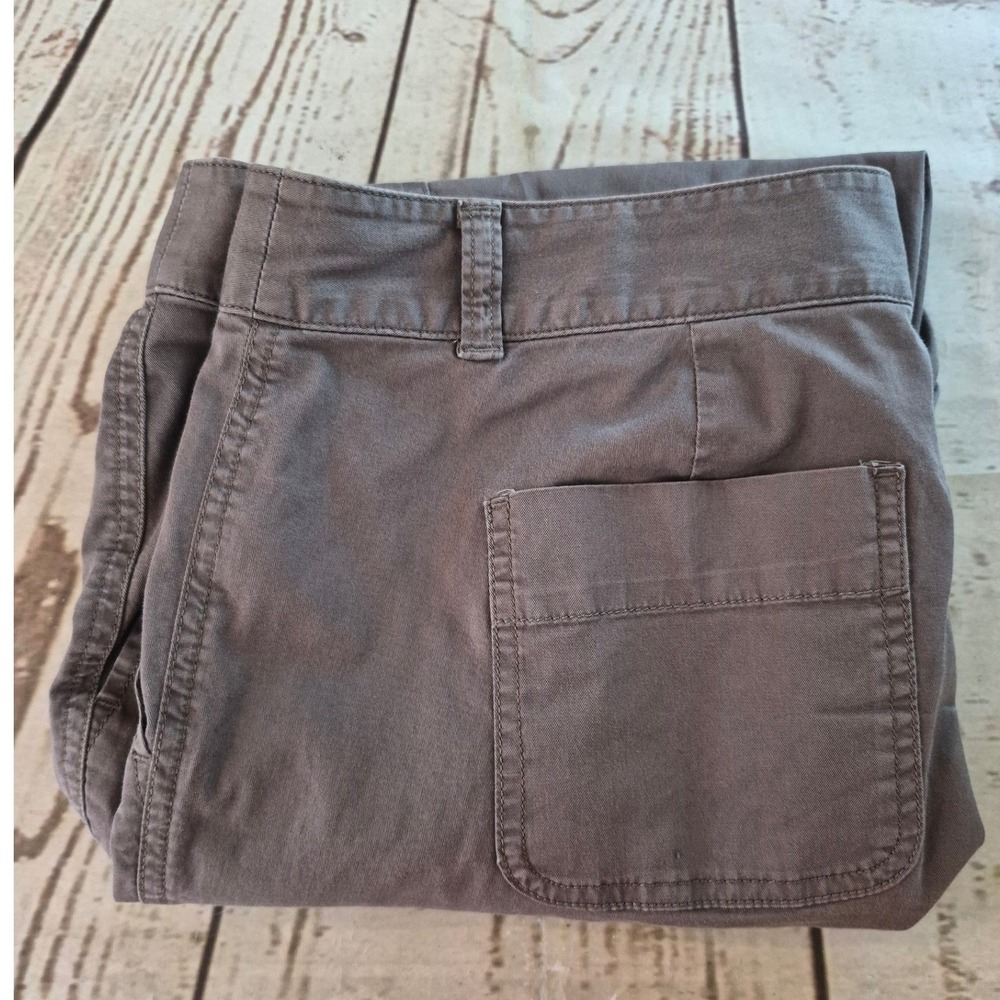 J. Jill Womens Brown Cargo Capri Pants Stretch Cotton Utility Size 12